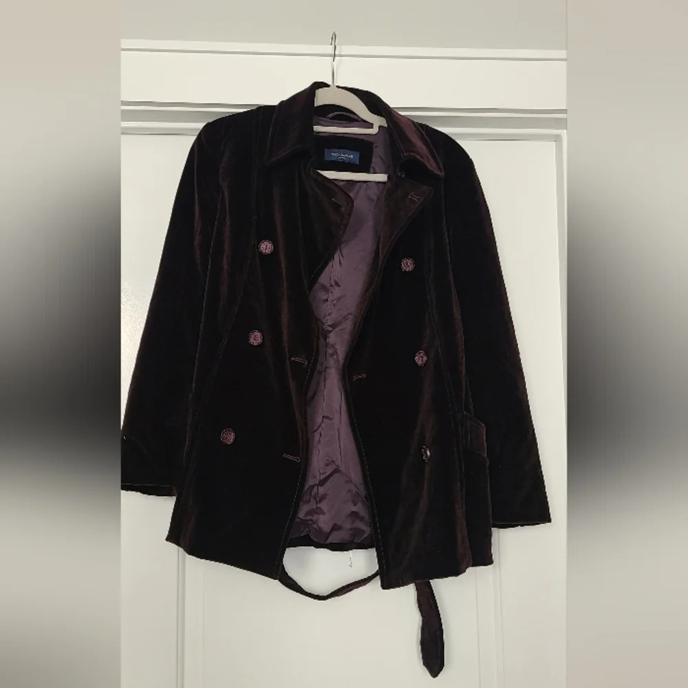 Piazza Sempione Women's Purple Velvet Double-Breasted Peacoat Size 46 Italian